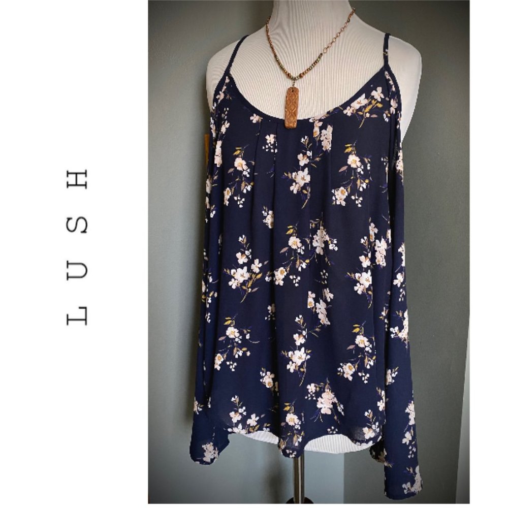 LUSH Off Shoulder Top Blouse Long Butterfly Sleeves Small S 4-6 EUC